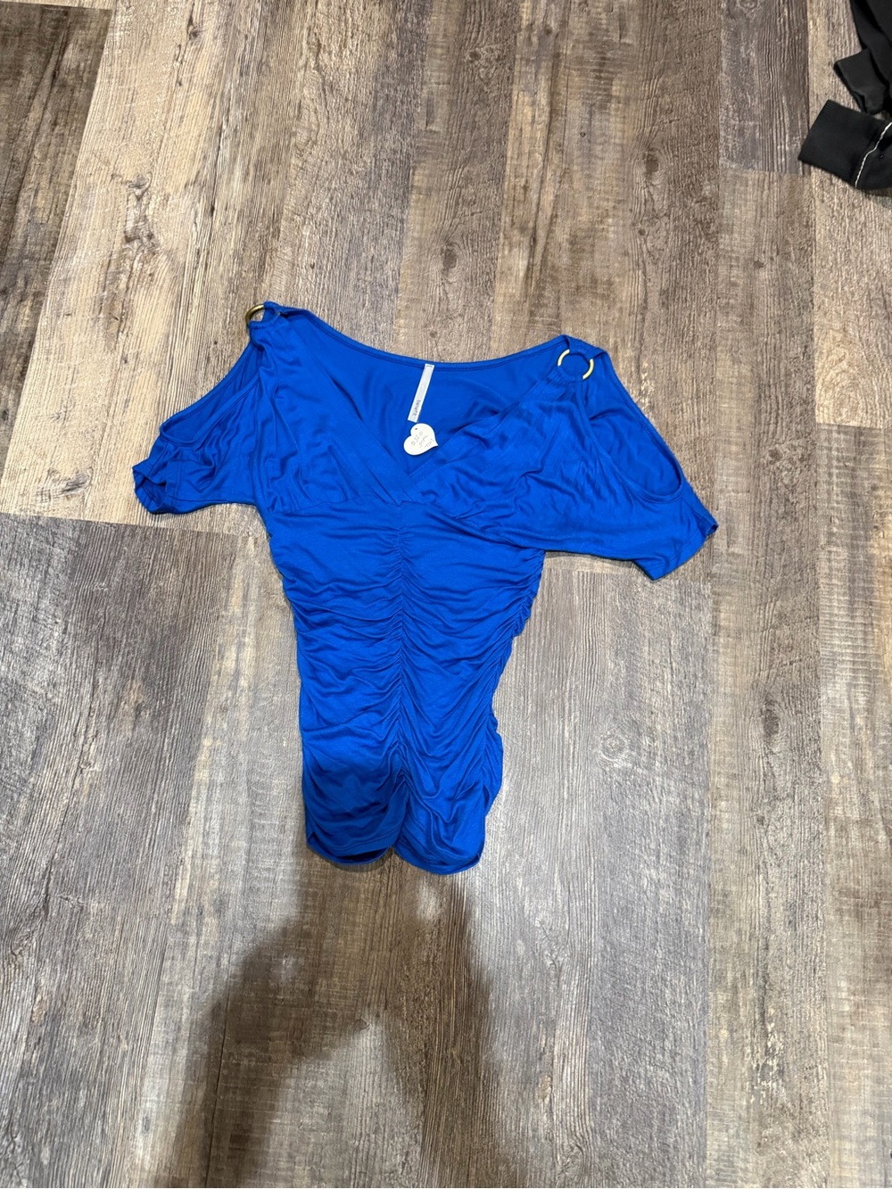Benefit Royal Blue Cold-Shoulder Ruched Top